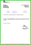Potvrzení o zaregistrování k certifikaci